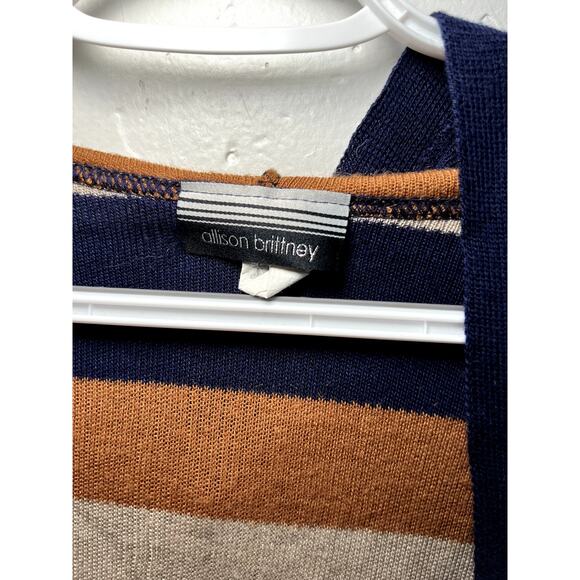 Allison Brittney stripe open front hooded long line cardigan womens small - Picture 2 of 6